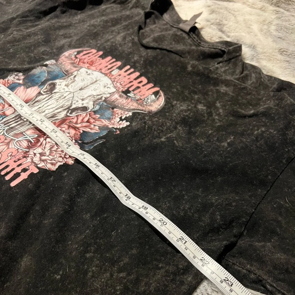 Black Cotton Tee with Skull & Floral Do No Harm Take No Sh!T T Shirt XL - Picture 4 of 7